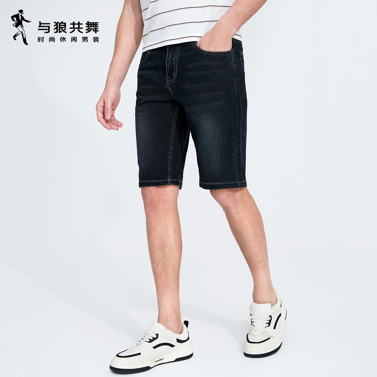 【雅赛金赛尔】与狼共舞直筒牛仔裤休闲男夏季雅赛尔金赛尔牛仔短裤
