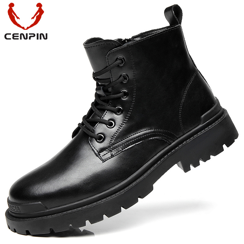 CENPIN/诚品马丁靴男2023新款潮流英伦风休闲皮靴高帮男士工装靴