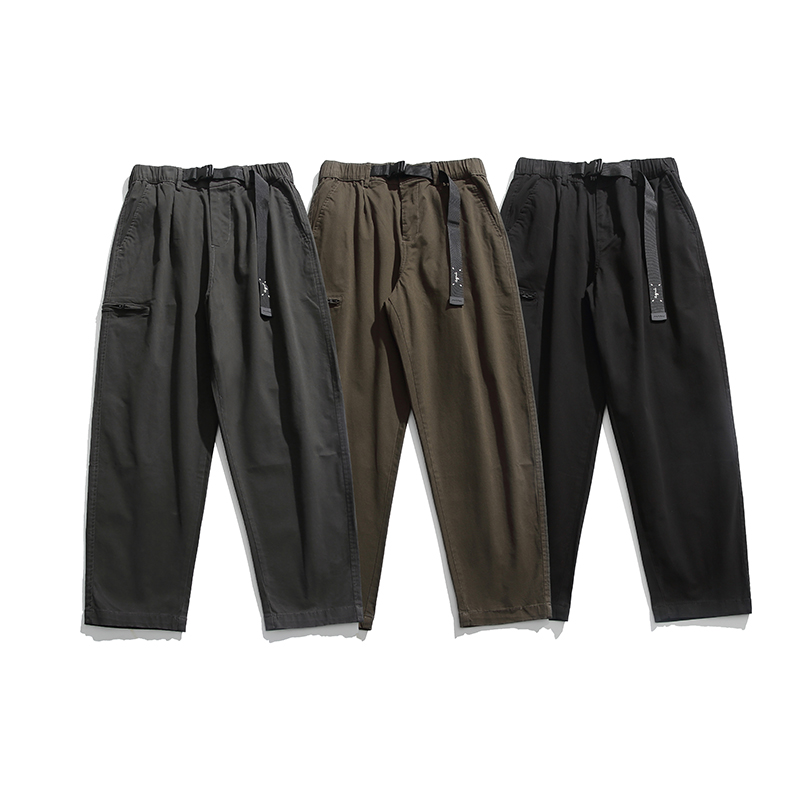 日系复古纯色阔腿裤秋冬潮牌街头宽松直筒休闲运动长裤Ootd-60011