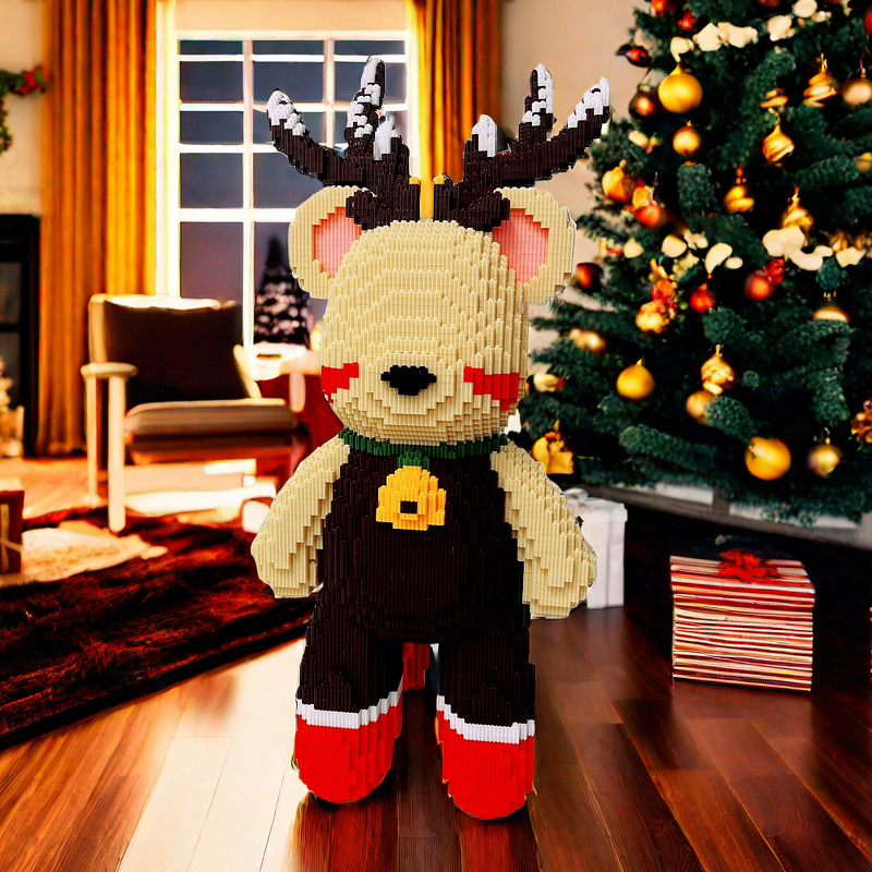 （新款）超大号圣诞麋鹿熊拼装环保积木男女孩节日礼物惊喜手工摆件