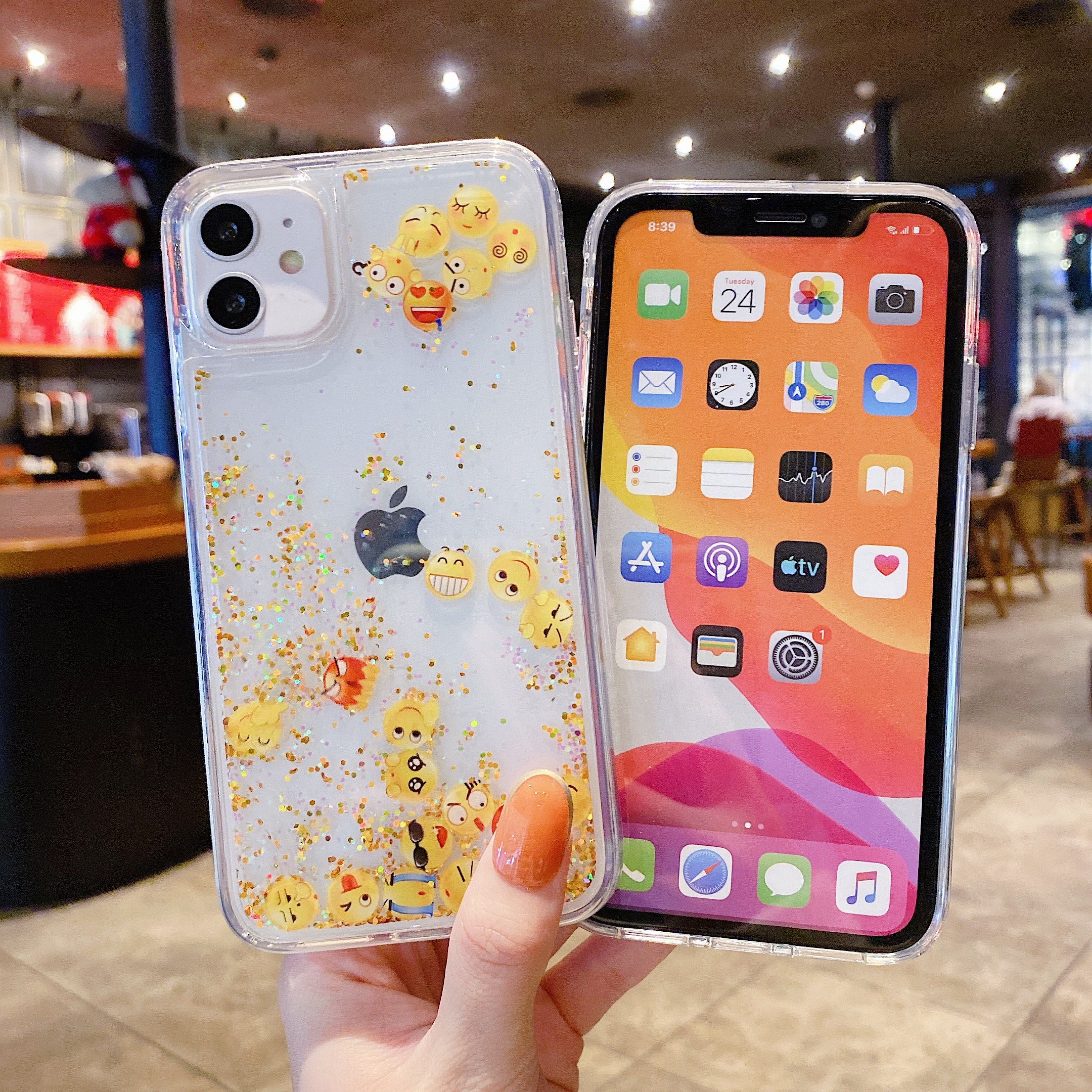 粹美表情包流动液体iPhone14promax手机壳7苹果13透明12流沙8潮牌