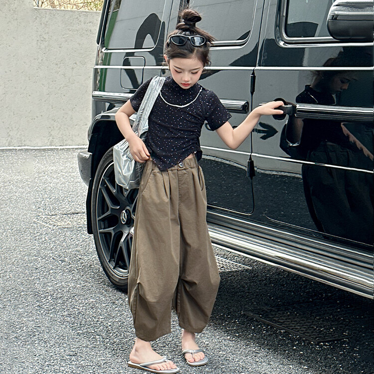 童装女童套装2024夏季新款韩版儿童t恤气球裤两件套大童洋气时髦8
