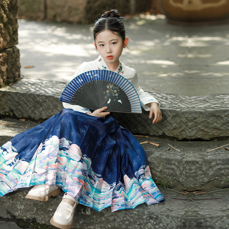 女童春秋2023新款马面裙套装中国风儿童汉服半身裙古风中式裙子潮