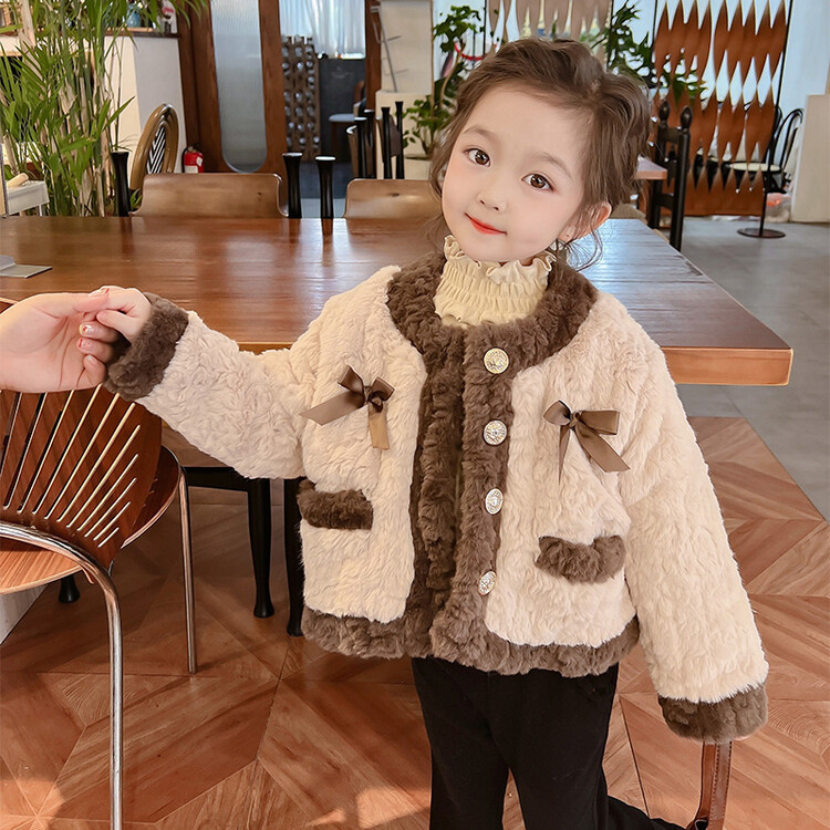 女童外套秋冬款2023新款儿童小香风毛毛衣服秋季洋气宝宝秋装上衣