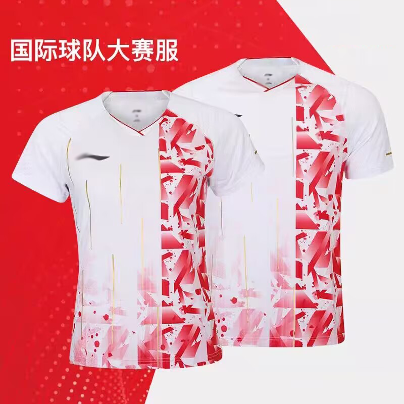 2022新品羽毛球服骆建佑国际版大赛服男女上衣速干运动套装定制