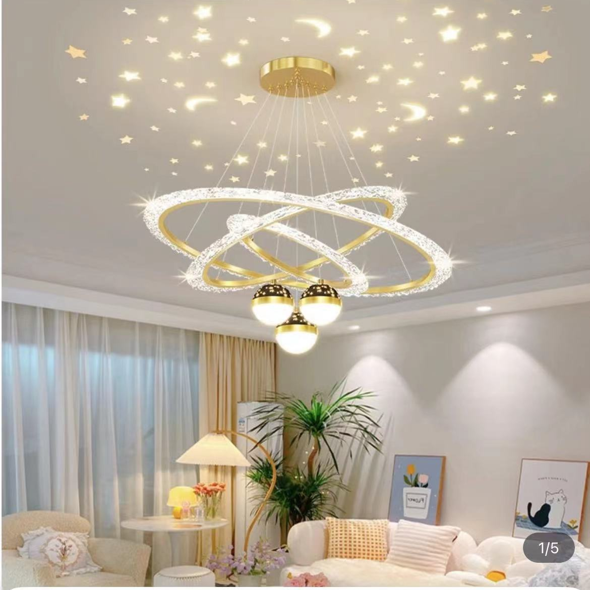 星空客厅吊灯套餐轻奢金色北欧led创意个性家用简约房间大气餐厅