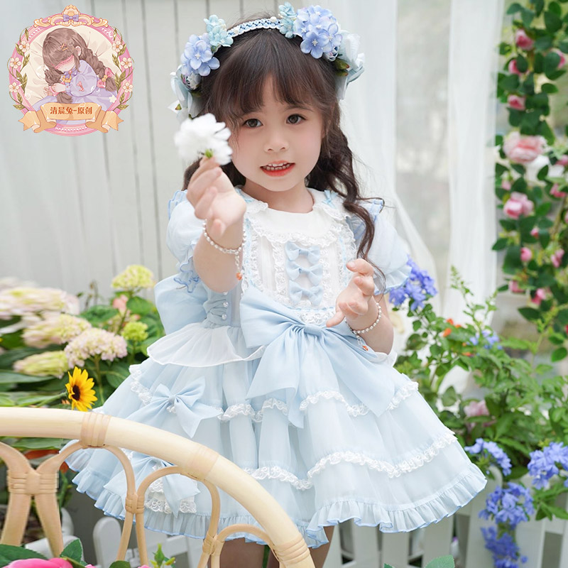 清晨兔原创设计2023夏季女童lolita连衣裙儿童少女洋气公主裙子