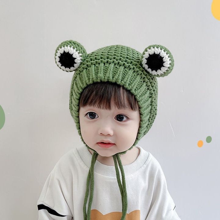 春秋冬儿童套头帽子可爱卡通手工毛线帽搞怪超萌婴幼儿宝宝护耳帽