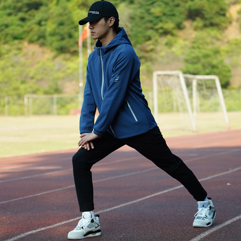 专用跑步运动外套男女户外骑行训练防风加绒加厚连帽开衫长袖风衣