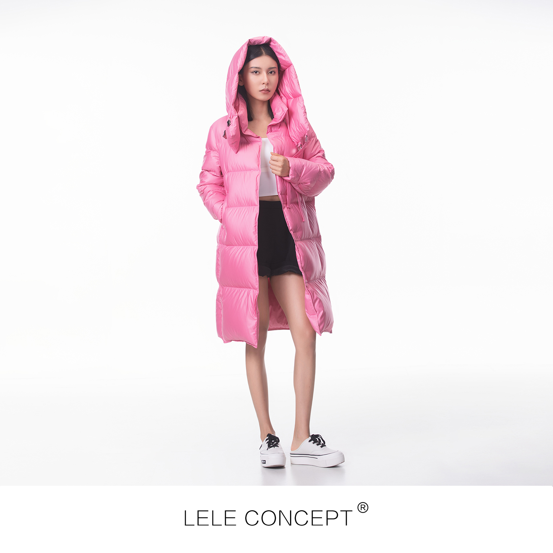 【AILIFE】冬季百搭休闲连帽韩版双系带羽绒服经典时尚款Y0146