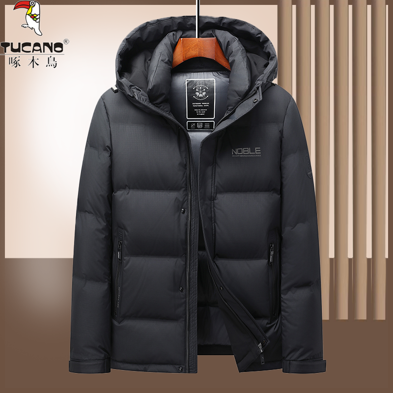 TUCANO/啄木鳥中年男士冬季休闲百搭加绒加厚御寒保暖连帽羽绒服