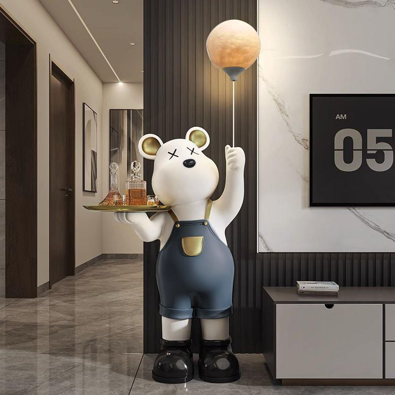 大型大号落地摆件托盘熊客厅装饰品高档乔迁新居礼物托盘熊52148