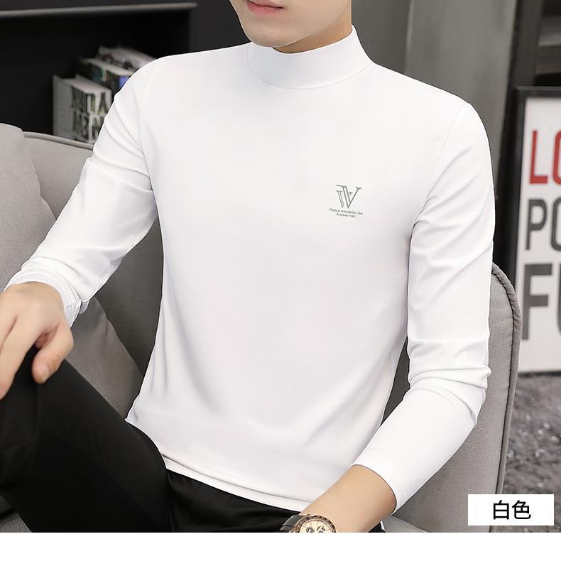 长袖t恤男款高端打底衫冬莫代中领德绒半高领上衣衣保暖内衣潮j