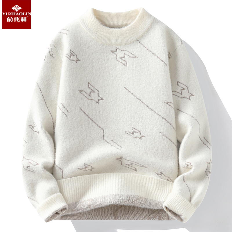 YUZHAOLIN/俞兆林韩版百搭圆领毛衣男士秋季新款休闲宽松内搭上衣