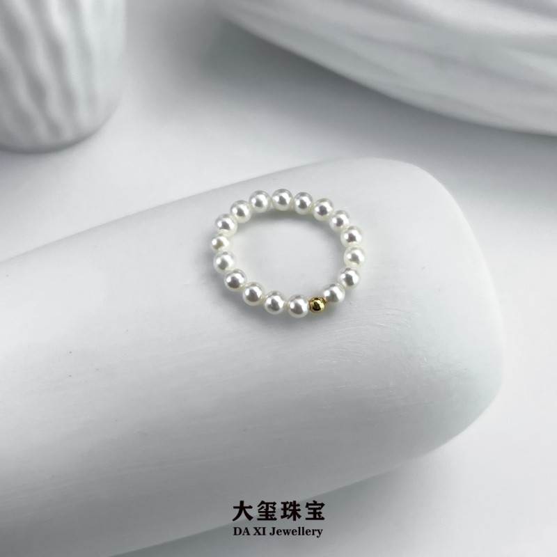 淡水弹力圈珍珠戒指2.5-3.3mm G18K FJ008