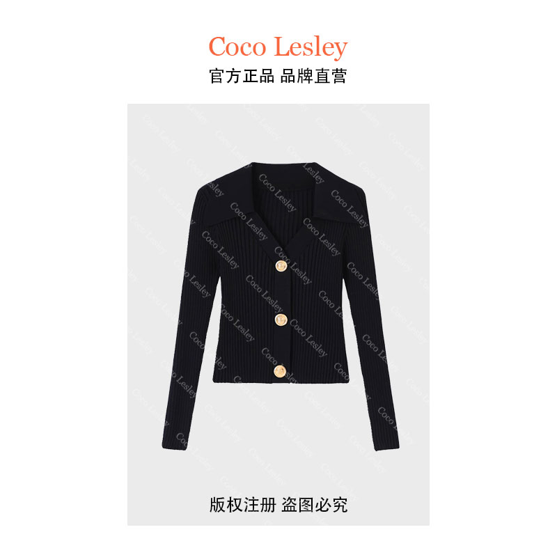 T9967法式短款长袖针织衫上衣女春秋季小香风修身翻领内搭外套潮
