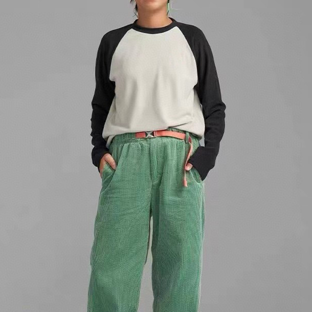 秋冬新款轻量磨毛保暖圆领长袖撞色T恤MA3SYDZ0335