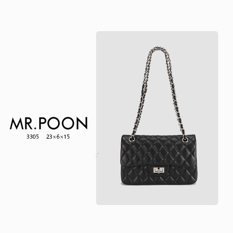 Mr.Poon/潘先生秋冬新款小香风链条包菱格单肩包轻奢女包现货