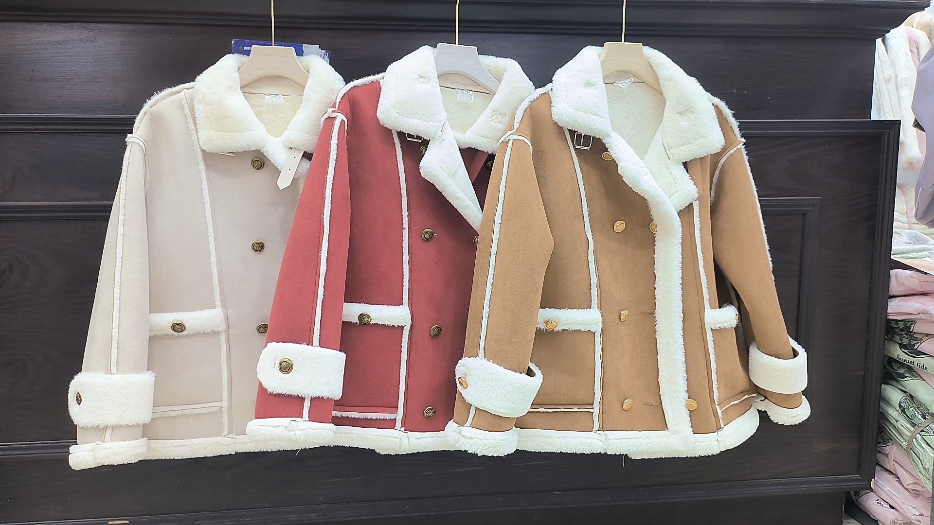 2023红色皮毛一体机车服外套女百搭韩版秋拼接加厚冬款休闲时尚