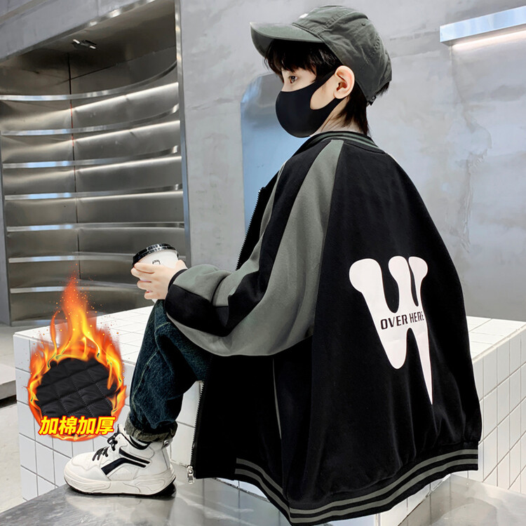 男童棒球服6-12岁潮款秋冬外套2023新款儿童二棉大童春秋爆款童装