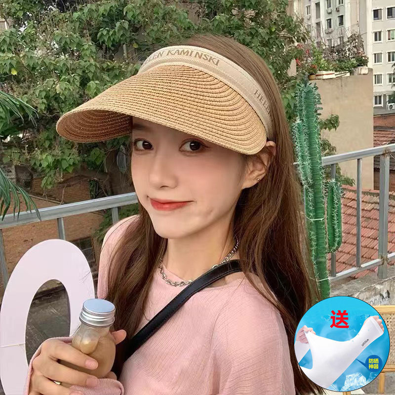 网红同款遮阳帽子女韩版遮脸防紫外线空顶骑车户外防晒夏季太阳帽