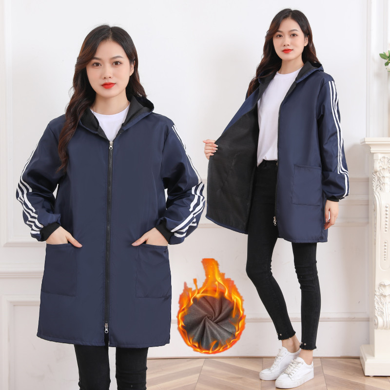 防水罩衣加绒男女同款外套长袖加绒防油耐脏大褂工作服装成人围裙