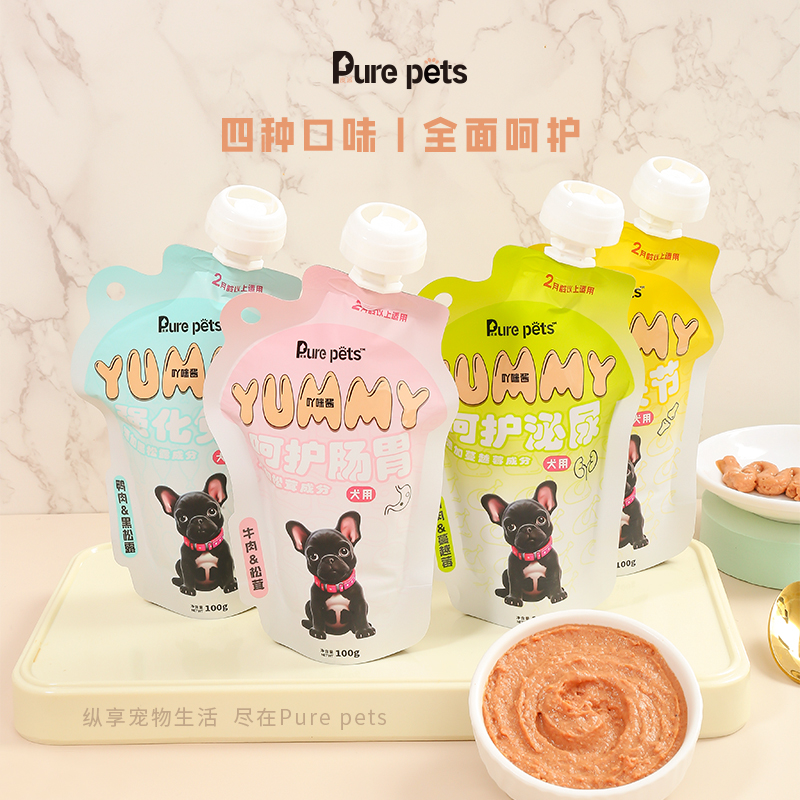 【福利混合装】皮派吖咪酱犬用高端狗狗零食鸡/鸭/牛咕噜酱100g*4袋