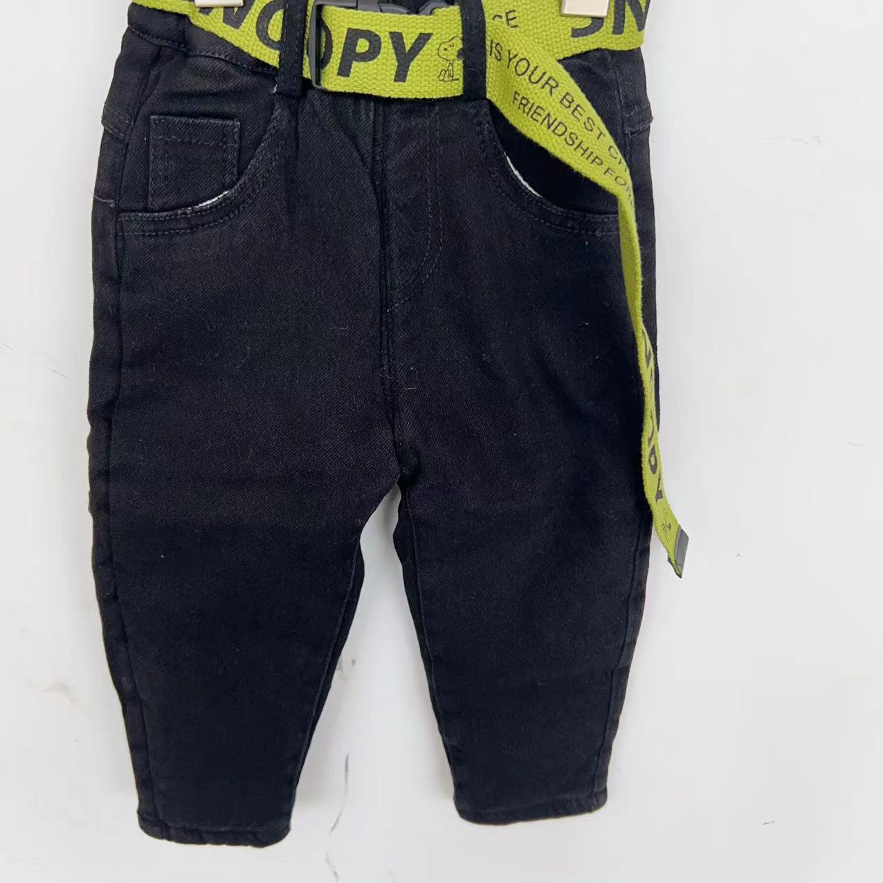U293-2258袋口印花牛仔棉裤 (小码送腰带)