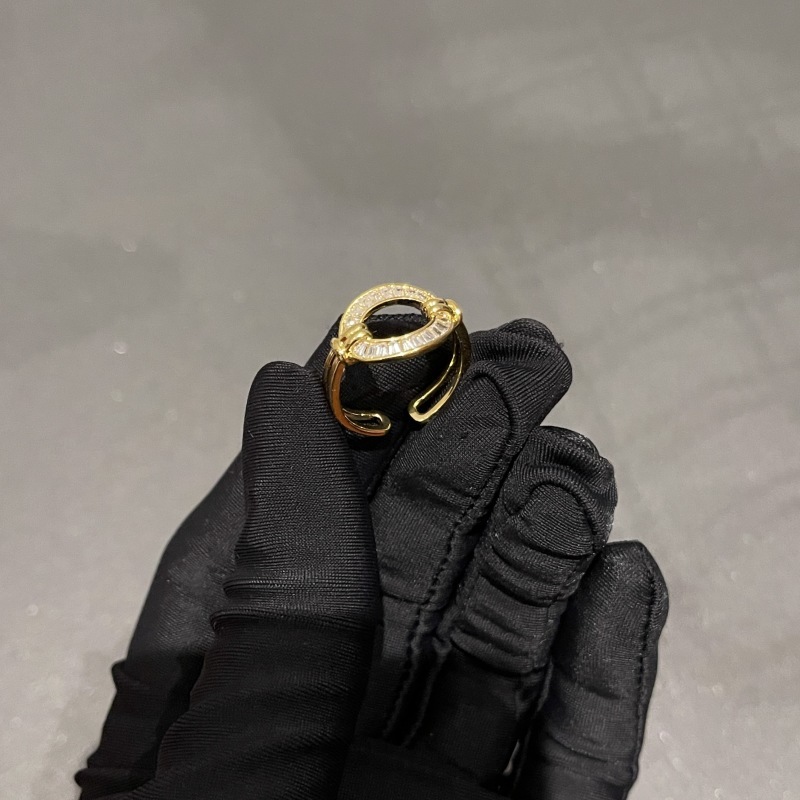 铜合金合成锆石戒指  轻奢小众设计O形镂空中古素款戒指TSS7013