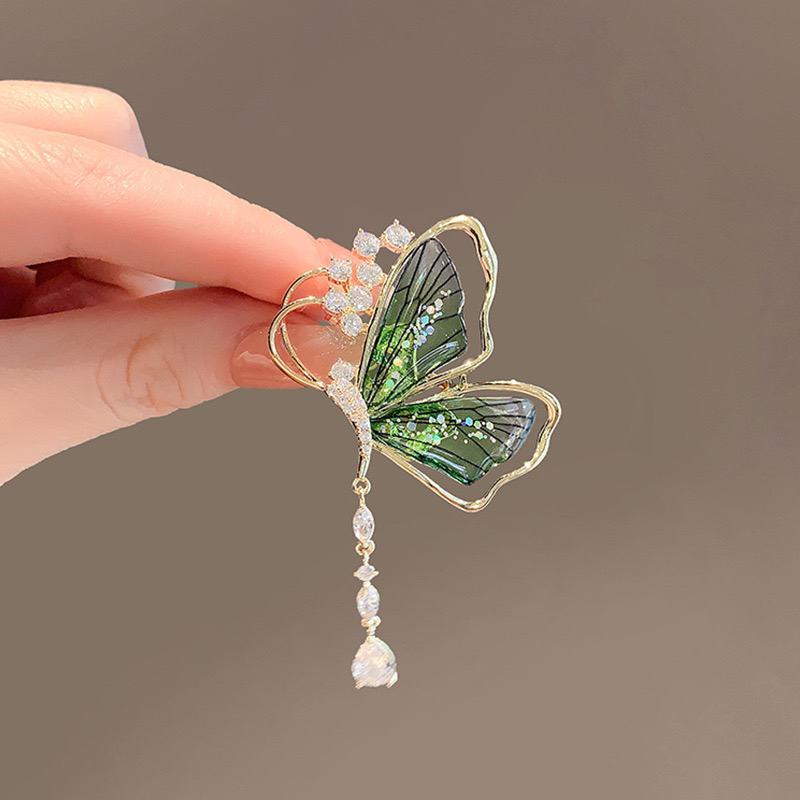 锌合金仿水晶胸针 【灵动蝴蝶】半透明轻奢蝴蝶胸针