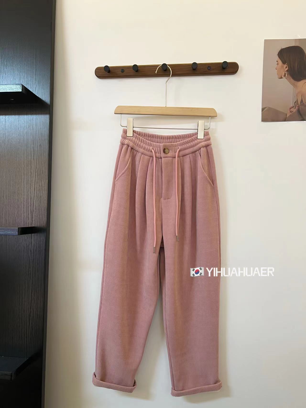 韩国原单【抽绳休闲裤】东大门韩版百搭休闲加绒休闲裤7944