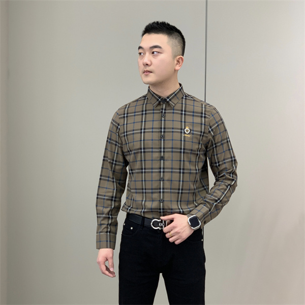 T&X/梯形2024秋季新款经典格子休闲时尚常规翻领长袖衬衫（0002）