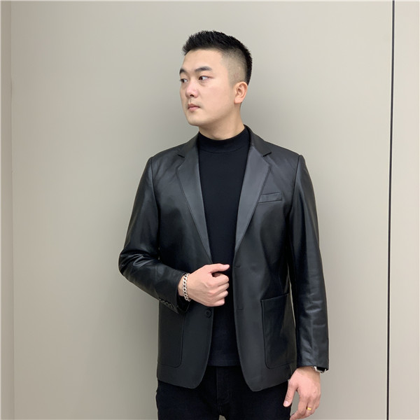 T&X/梯形男士新款时尚休闲轻奢真皮绵羊皮衣西装百搭外套 （0073）