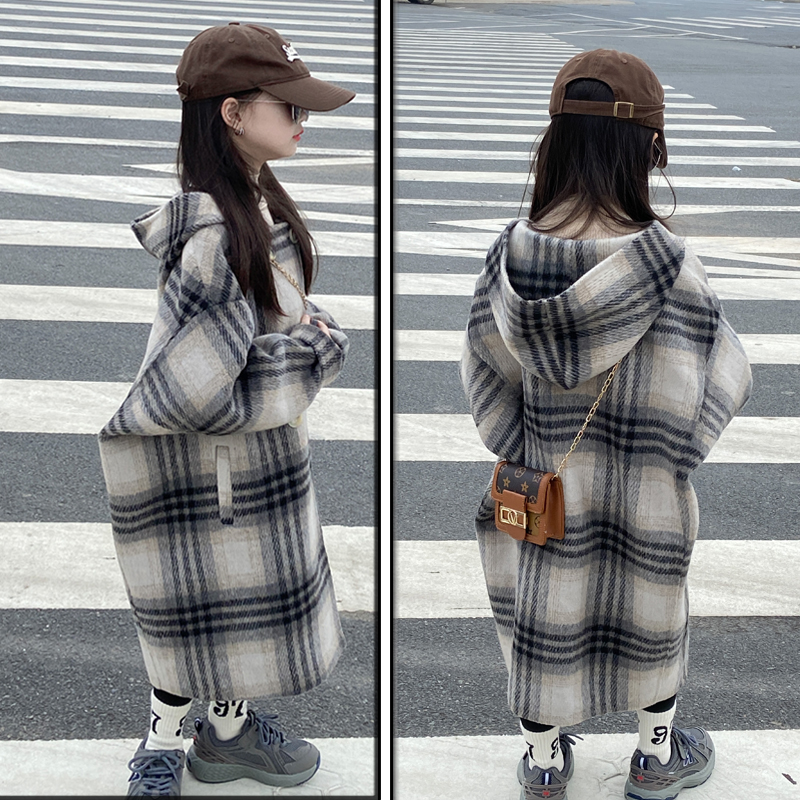 女童呢子大衣2023新款儿童长款毛呢外套女大童冬季夹棉加厚呢大衣