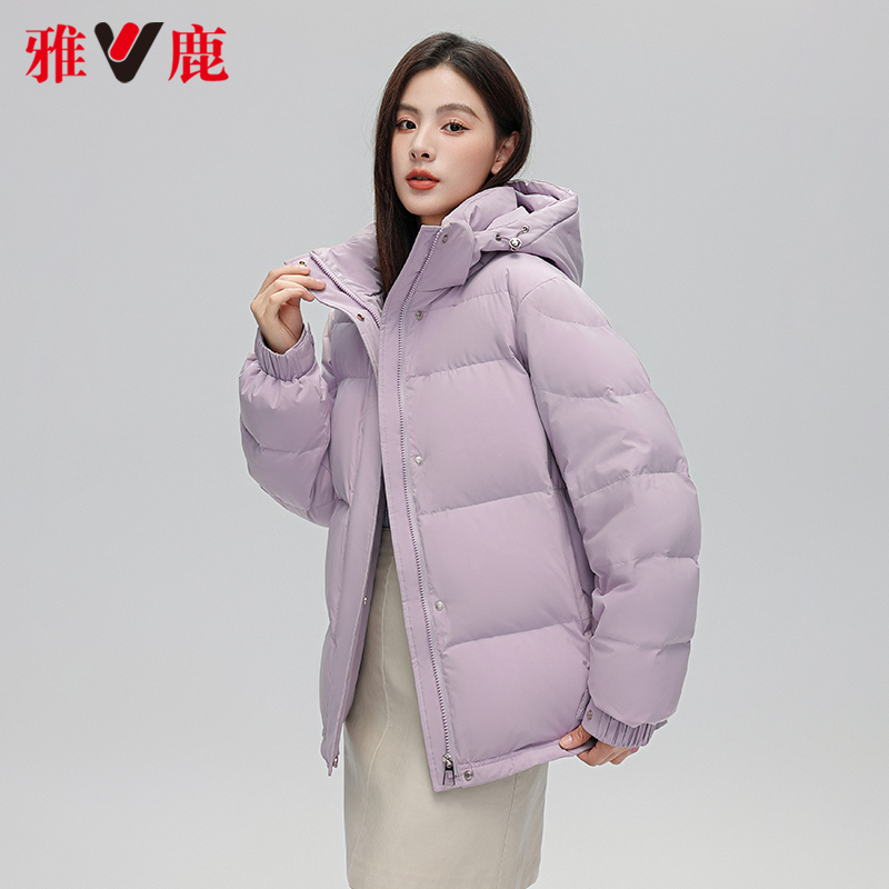 雅鹿2023新款连帽加厚短款时尚秋冬羽绒服立领保暖户外潮流休闲