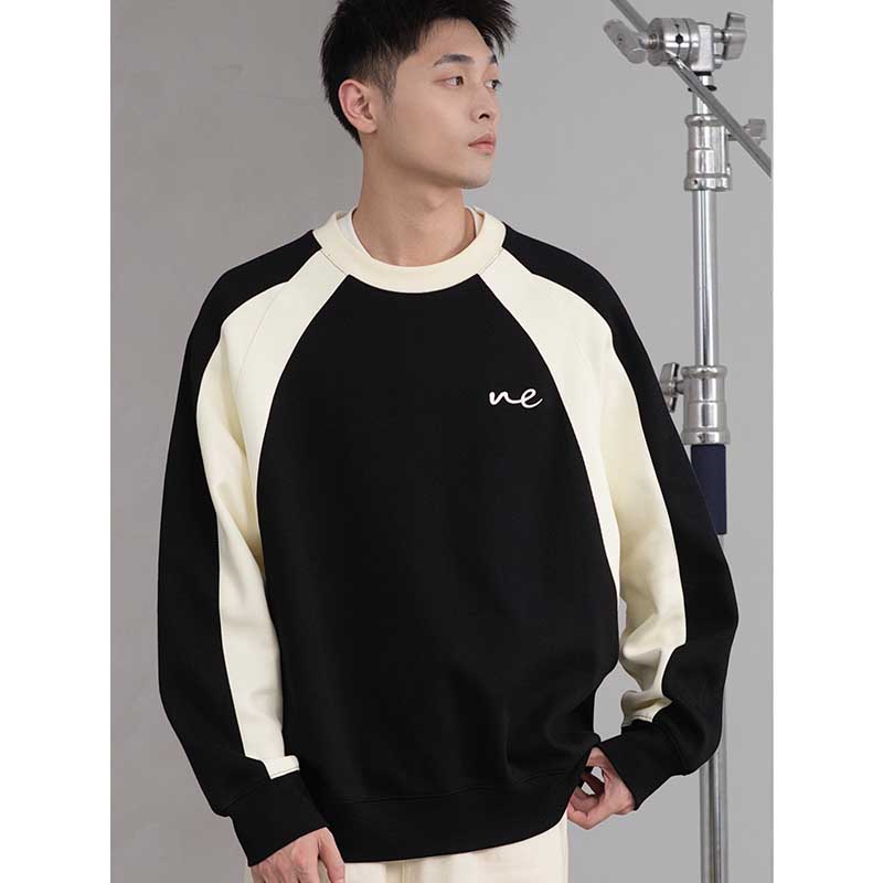 DL美式学院风设计感拼接卫衣圆领春秋季韩版高级感t恤上衣N331381