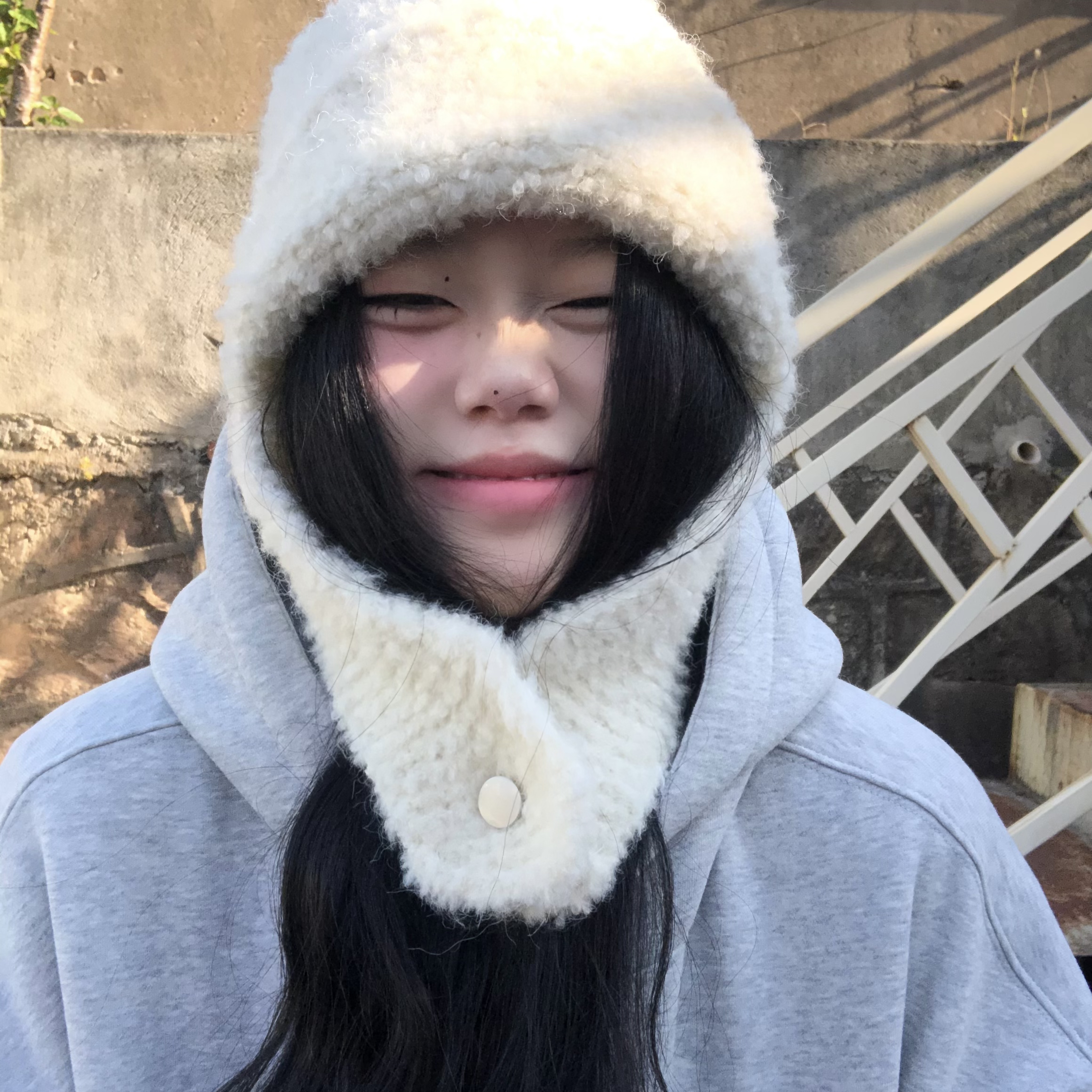 韩国设计师针织圈圈羊毛可爱飞行帽女冬混色护耳保暖毛线雷锋帽子