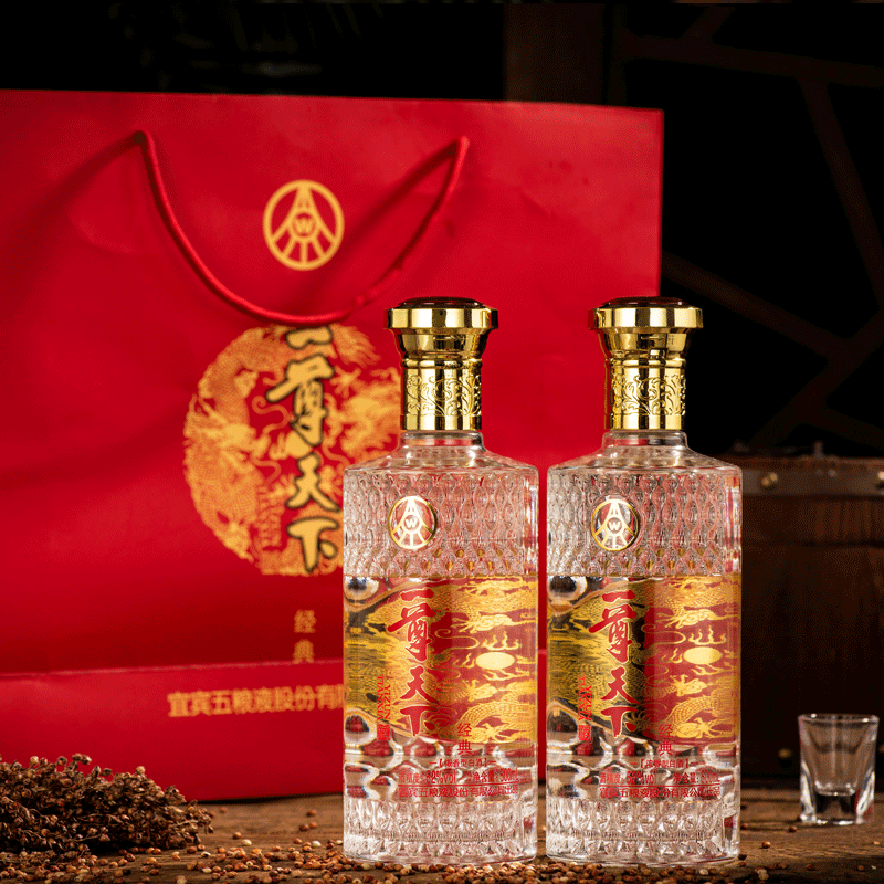一尊天下礼盒款 五粮液股份出品52度浓香型500ml*2瓶52度500ml