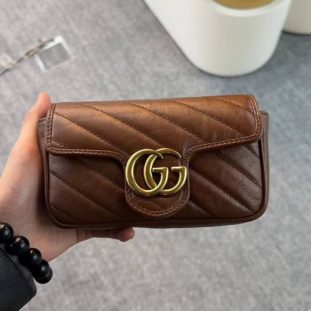 99新 GUCCI/古驰 【桔夕李漂亮】B11 古驰马蒙mini焦糖色
