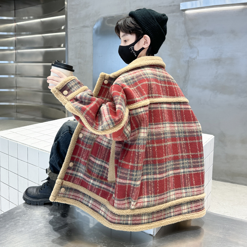 儿童装男童加绒外套秋冬款2023新款中大童男孩冬季加厚冬装洋气潮