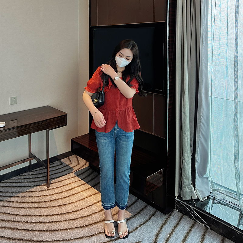 NANXU/楠序源子女装 微胖mm大码显瘦上衣短袖衬衫2023夏季NN18803