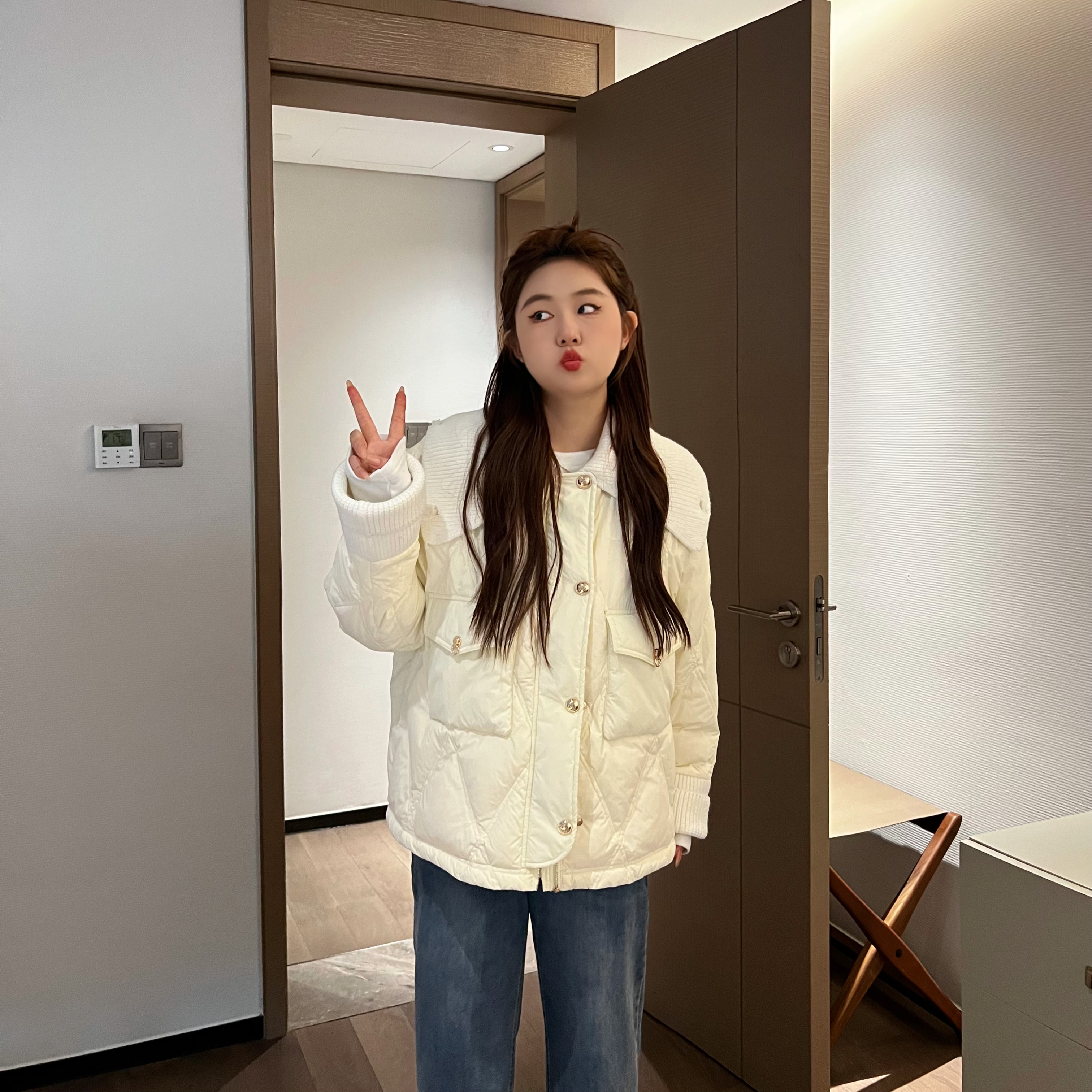 NANXU/楠序源子微胖女装 2023冬季热力感保暖鸭绒羽绒服女YZ20060