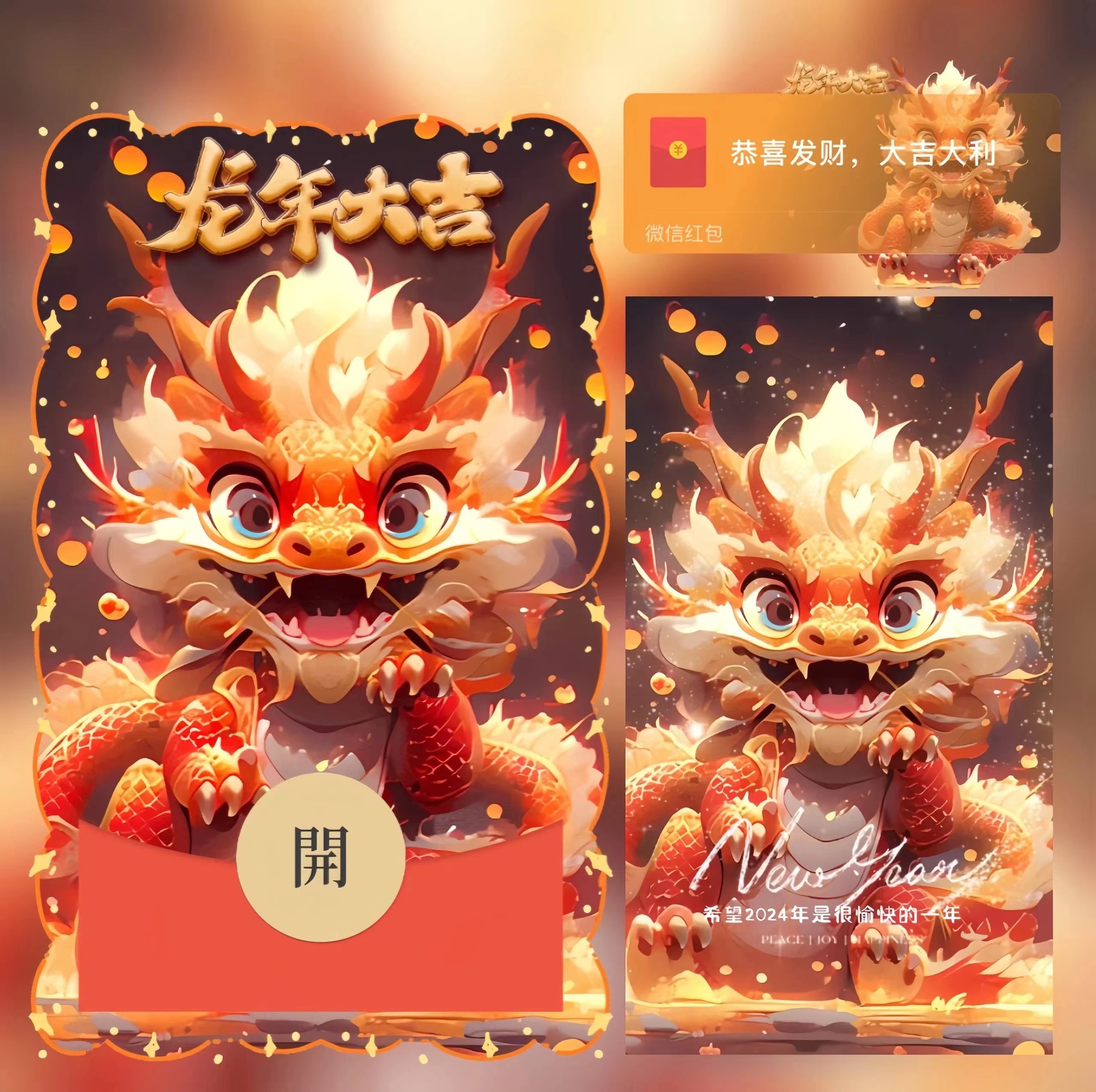 2024新年红包封面定制专卖龙年春节祝福音乐动态皮肤特效设计系列
