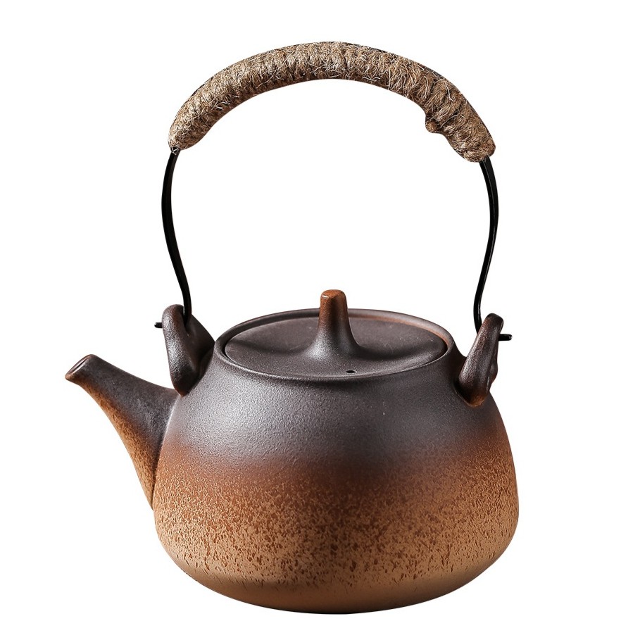 家用粗陶煮茶炉陶土壶功夫烧水壶陶瓷茶壶提梁耐高温单个煤气明火