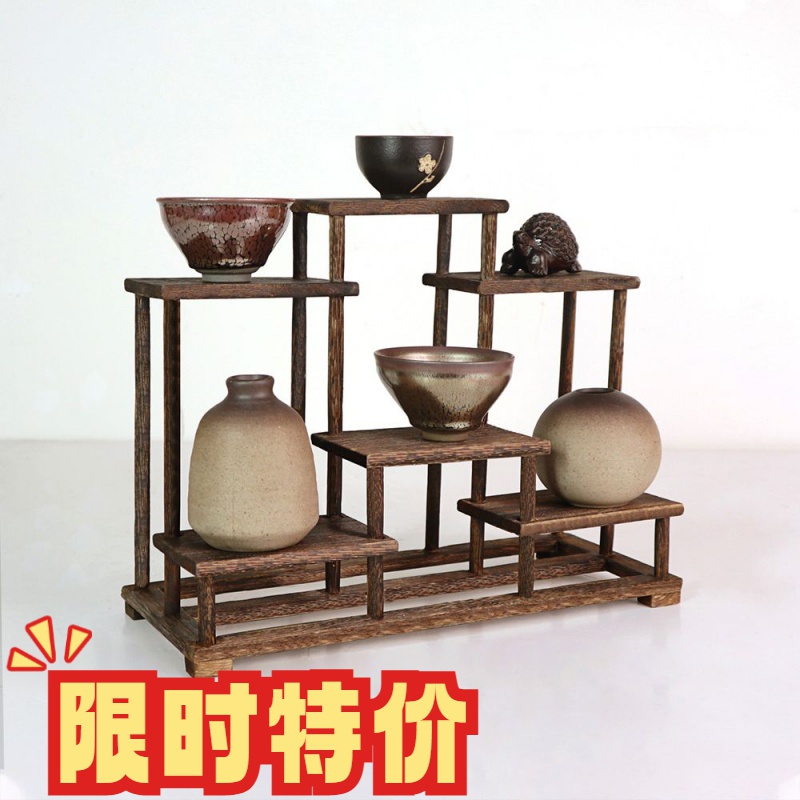 桌面博古架实木多宝阁茶具小架子中式展示架茶杯摆件置物架收家用