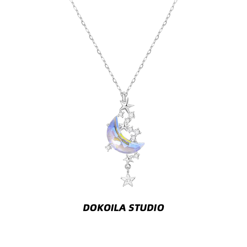 钛钢项链 DOKOILA 月溅星河星月项链女网红款琉璃ins高级感锁骨链