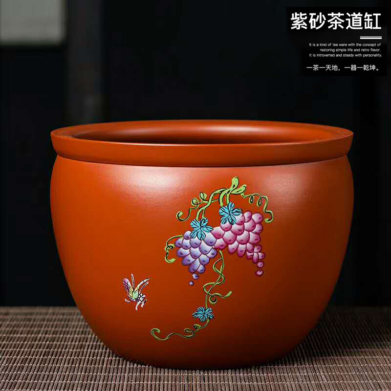 蕴寻朱泥大号茶洗茶渣缸家用功夫茶具紫砂茶杯洗水洗茶碗水盂笔洗