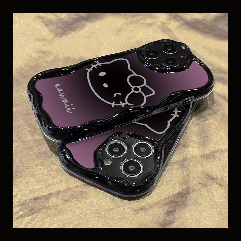 暗夜紫KT猫苹果14手机壳iPhone13新款15promax个性11潮12软壳7/8p