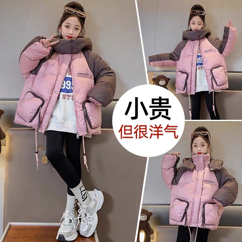 女童冬装棉衣女孩洋气中大儿童装手塞棉服冬季加厚面包外套潮8岁9