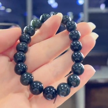 李书锦保真天然和田玉圆珠手串（卡10左右）